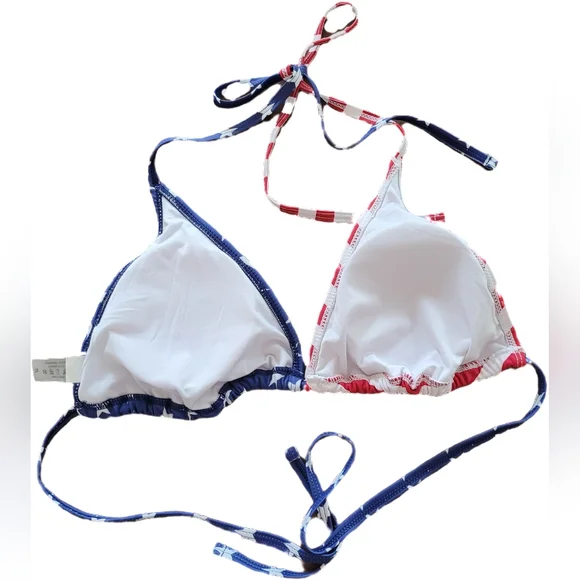 Patriotic American Flag Halter Padded Triangle Bikini Bra Swim Top - XL - NWOT - Picture 5 of 6